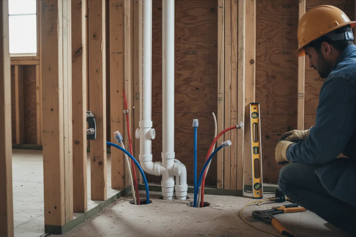 Drain and supply rough-in during Drain Cleaning in Albertville